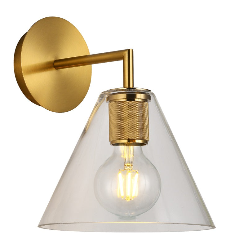Flow Black | Gold | Chrome Clear Glass Funnel Wall Light - Lighting.co.za