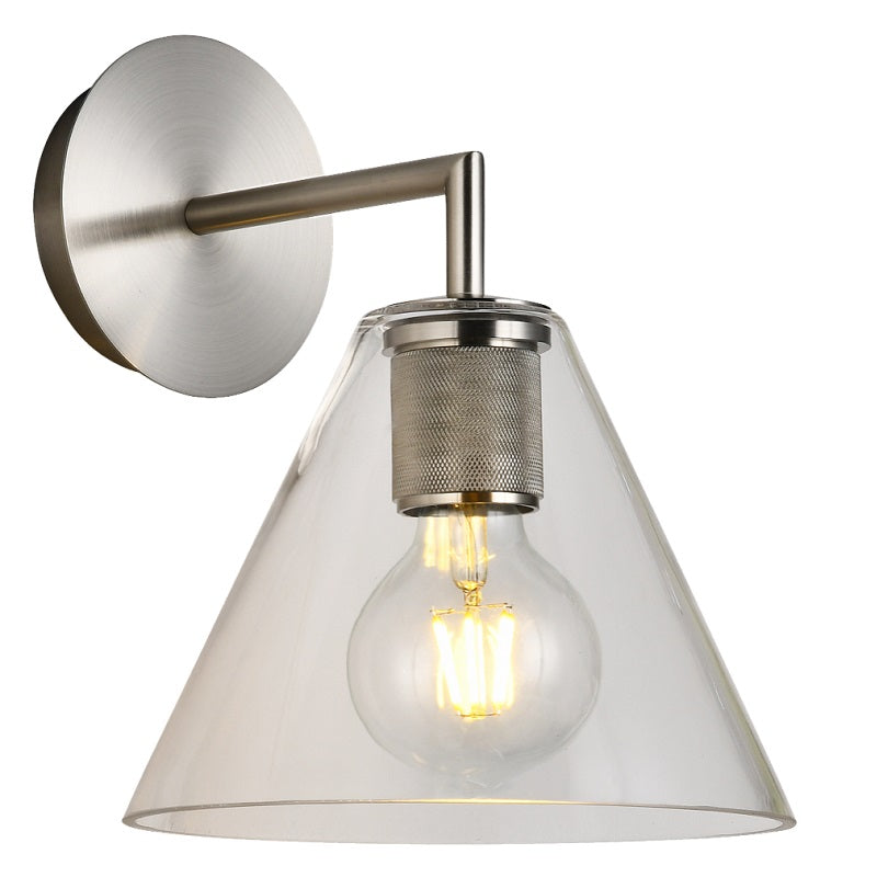 Flow Black | Gold | Chrome Clear Glass Funnel Wall Light - Lighting.co.za