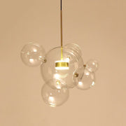 Foam Gold and Clear Glass 6 Bubble LED Pendant Light - Hanging Lights - Lighting.co.za