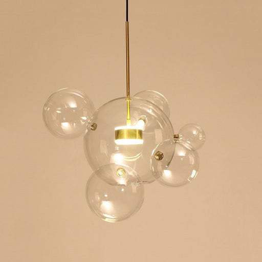 Foam Gold and Clear Glass 6 Bubble LED Pendant Light