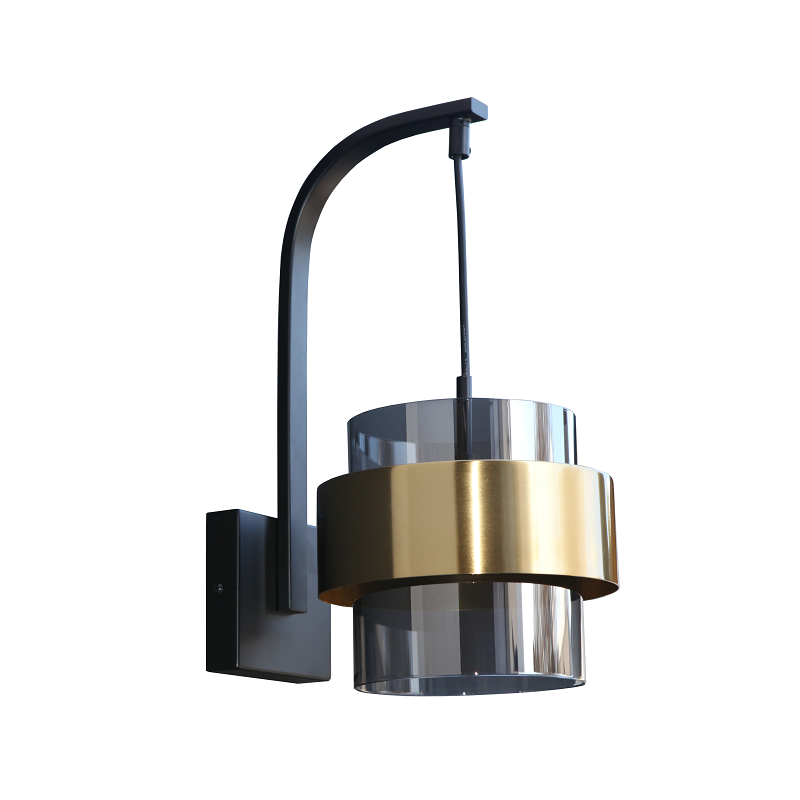 Forma Antique Brass Look and Smoke Glass Wall Light - Lighting.co.za