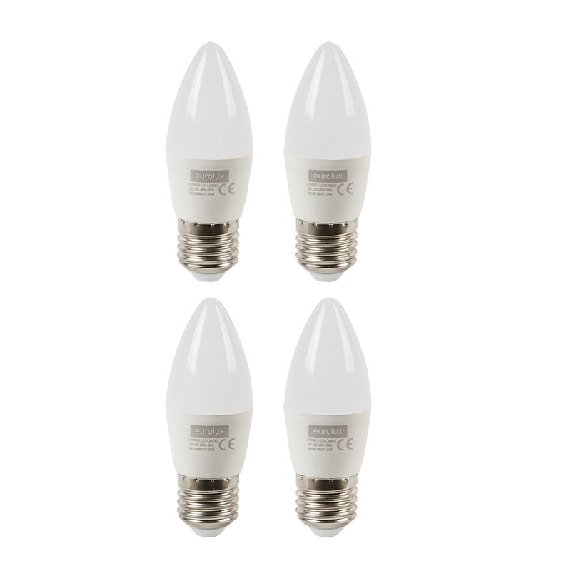 E27 LED Candle Opal 5W 3000K Non Dim Pack of 4 E - Lighting.co.za