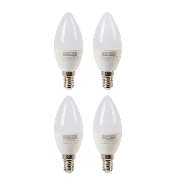 E14 LED Candle Opal 5W 3000K Non Dim Pack of 4 E - Lighting.co.za