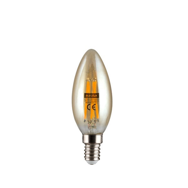 E14 LED Filament Candle 4W 2500K Amber Non Dim E - Lighting.co.za
