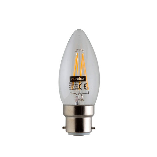 B22 Candle LED Filament 4W 3000K DIM E - Lighting.co.za