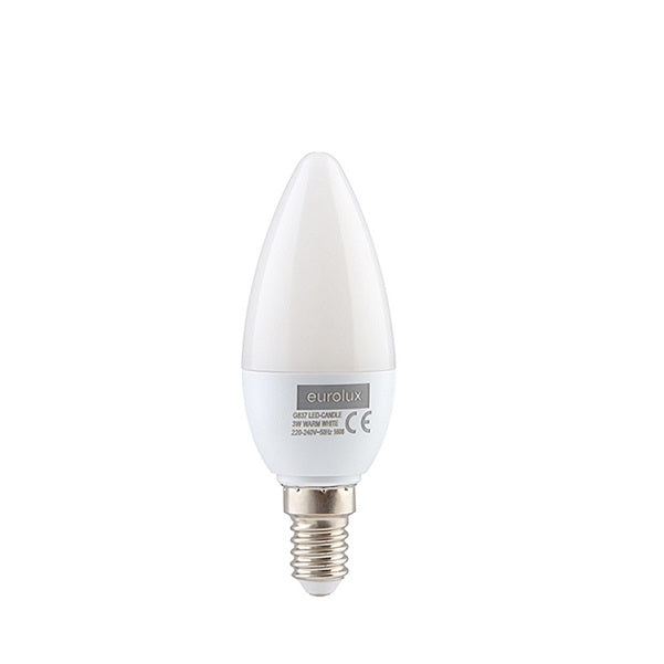 E14 Candle LED Opal 3W 3000K Non Dim E - Lighting.co.za