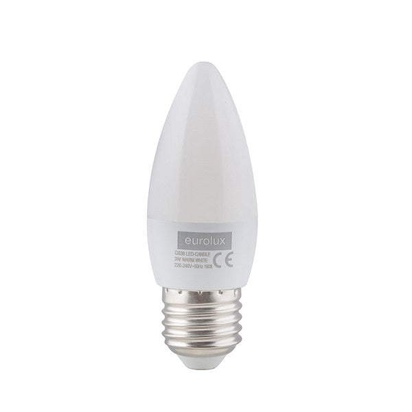 E27 Candle LED Opal 3W 3000K Non Dim E - Lighting.co.za