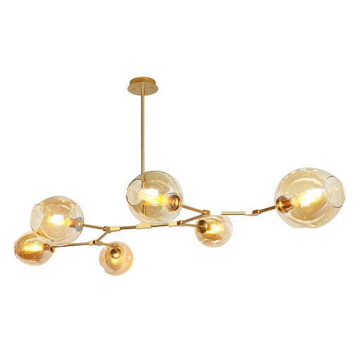 Amador Classic Branch 6 Light Smoke or Amber Glass Pendant Light - Lighting.co.za