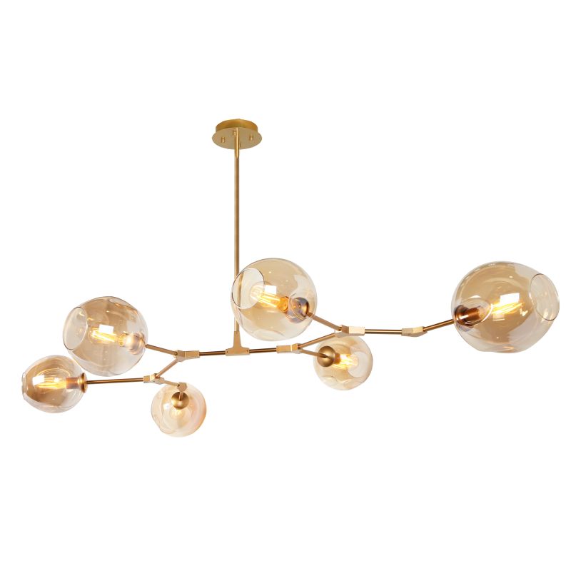 Amador Classic Branch 8 Light Smoke or Amber Glass Pendant Light