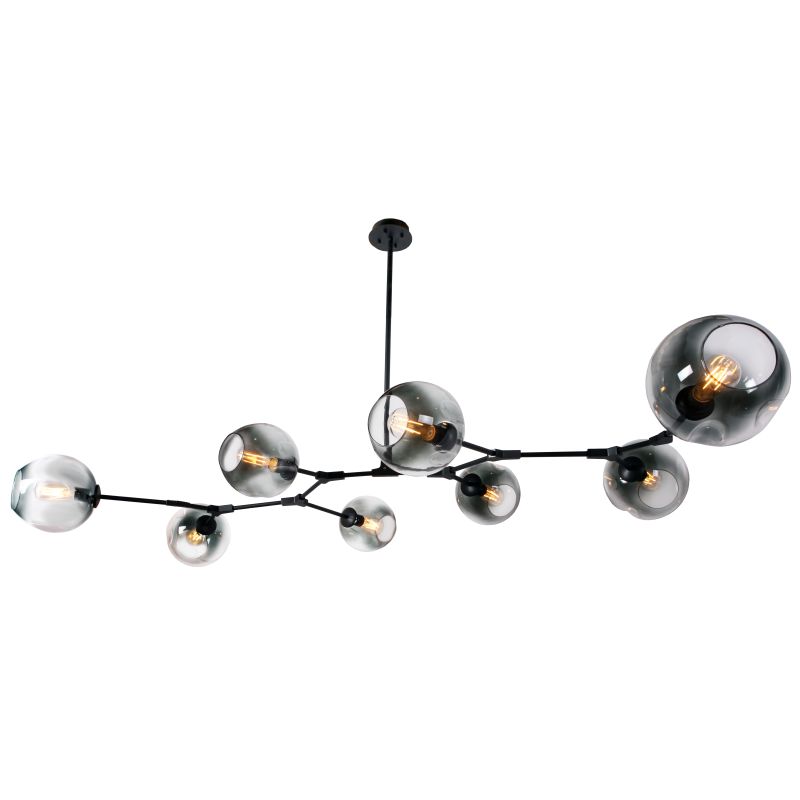 Amador Classic Branch 8 Light Smoke or Amber Glass Pendant Light