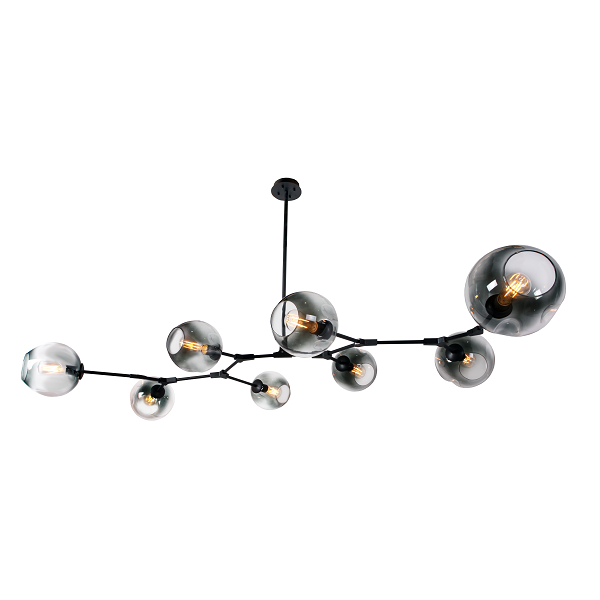 Amador Classic Branch 6 Light Smoke or Amber Glass Pendant Light - Lighting.co.za