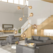 Amador Vertical Branch 7 Light Smoke or Amber Glass Pendant Light - Lighting.co.za