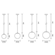 Globe Gold | Black | Silver and Opal Glass Ball Pendant Light 4 Sizes - Lighting.co.za