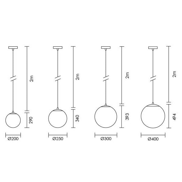 Globe Gold | Black | Silver and Opal Glass Ball Pendant Light 4 Sizes - Lighting.co.za