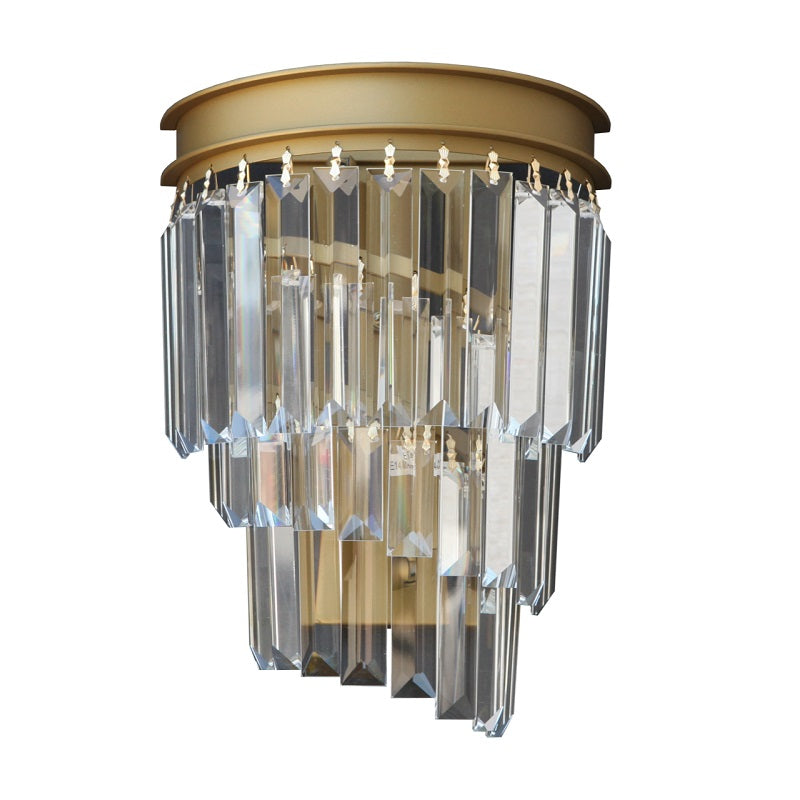 Grace Black Or Gold K9 Crystal 3 Tier Wall Light - Lighting.co.za