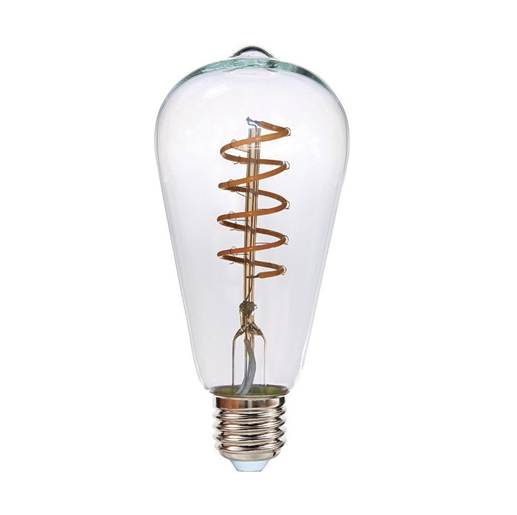 E27 ST64 Clear Spiral LED Fil Clear Bulb 4W 2700K Dim K - Lighting.co.za