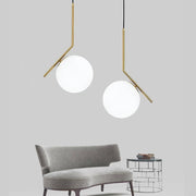Hampton Gold or Chrome And White Glass Pendant Light 3 Sizes - Lighting.co.za