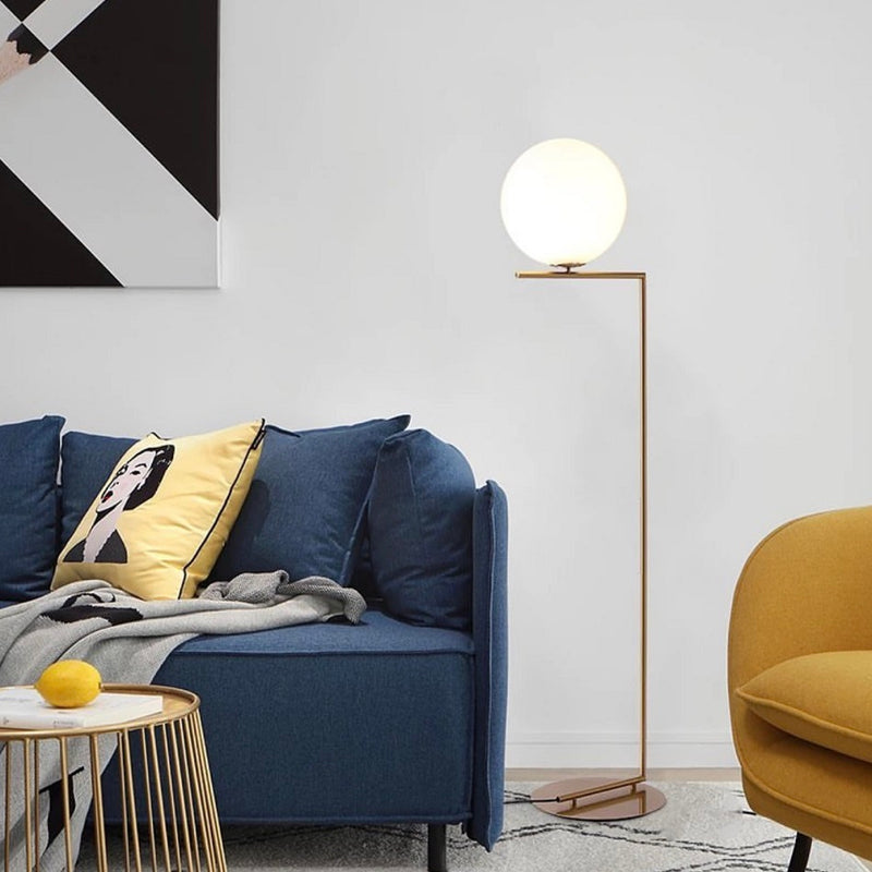 Hampton Frosted Glass and Gold Nordic Floor Lamp - Lighting.co.za