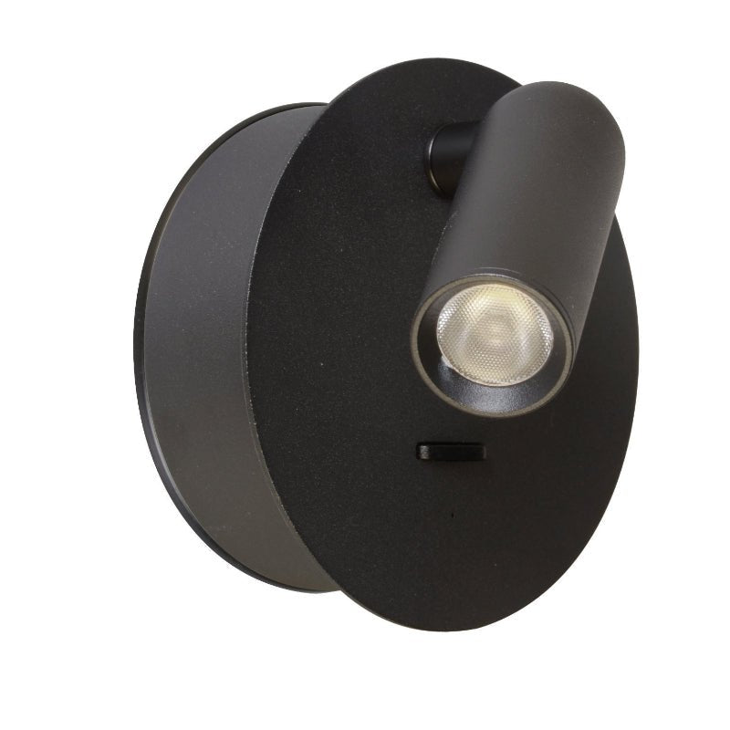 Hilton Rechargeable Black | White LED Bedside Wall Light - No