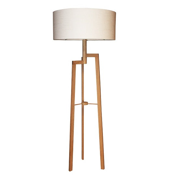 Manor Oak Wood And Shade Floor Lamp - Lighting.co.za