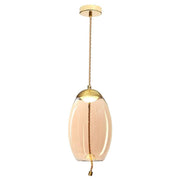 Droplet Amber | Smoke Glass LED Gold And Rope Pendant Light - Lighting.co.za