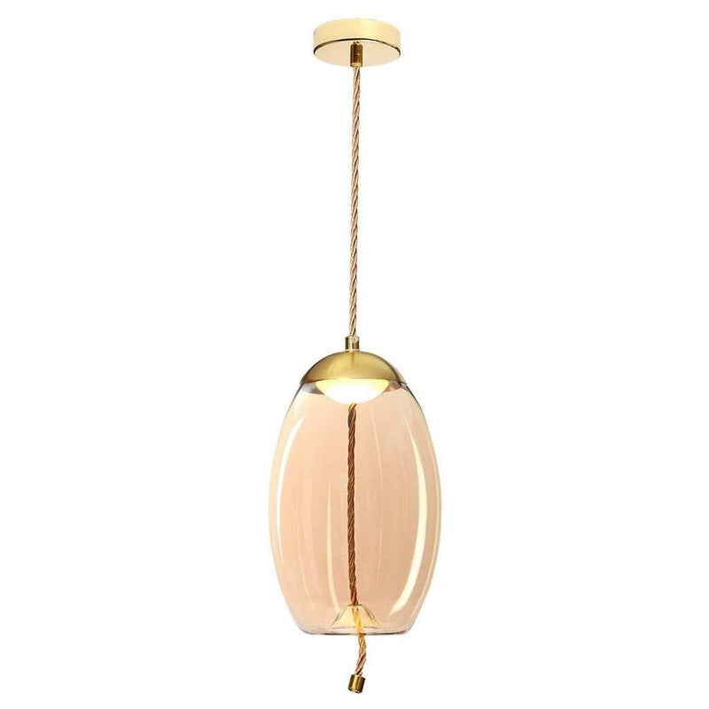 Droplet Amber | Smoke Glass LED Gold And Rope Pendant Light - Lighting.co.za