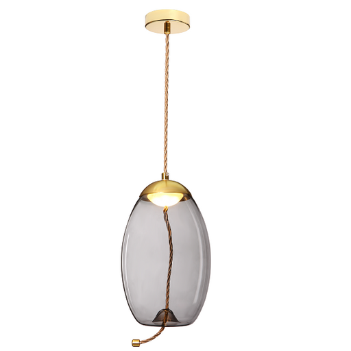 Droplet Amber | Smoke Glass LED Gold And Rope Pendant Light - Lighting.co.za