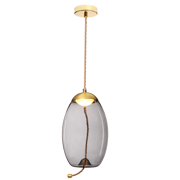 Droplet Amber | Smoke Glass LED Gold And Rope Pendant Light - Lighting.co.za