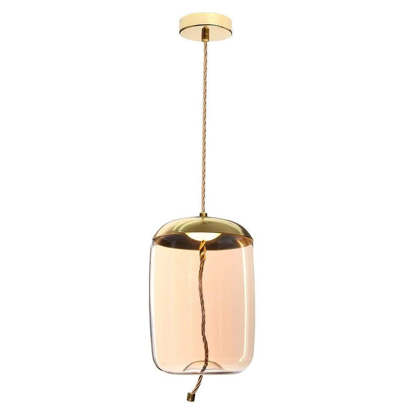 Droplet Amber | Smoke Glass Bee Hive LED Gold And Rope Pendant Light - Lighting.co.za