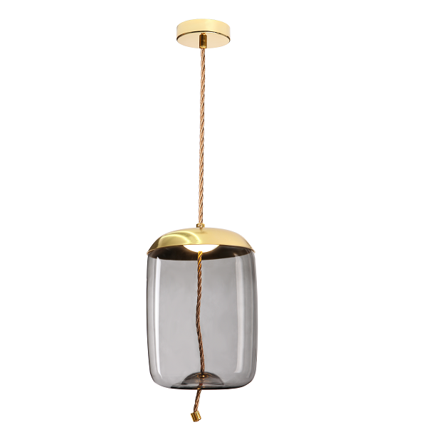 Droplet Amber | Smoke Glass Bee Hive LED Gold And Rope Pendant Light - Lighting.co.za