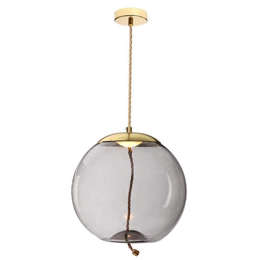 Droplet Amber | Smoke Glass Orb LED Gold And Rope Pendant Light - Lighting.co.za