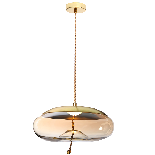 Droplet Amber | Smoke Glass Pebble LED Gold And Rope Pendant Light - Lighting.co.za