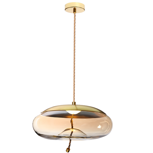 Droplet Amber | Smoke Glass Pebble LED Gold And Rope Pendant Light - Lighting.co.za
