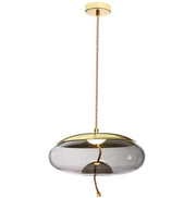 Droplet Amber | Smoke Glass Pebble LED Gold And Rope Pendant Light - Lighting.co.za