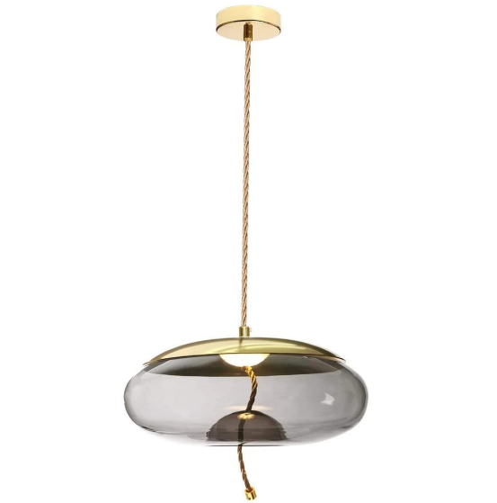 Droplet Amber | Smoke Glass Pebble LED Gold And Rope Pendant Light - Lighting.co.za