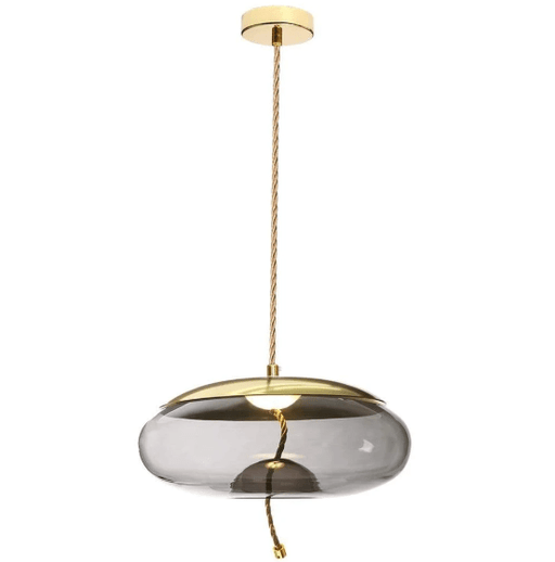 Droplet Amber | Smoke Glass Pebble LED Gold And Rope Pendant Light - Pendant Light - Lighting.co.za
