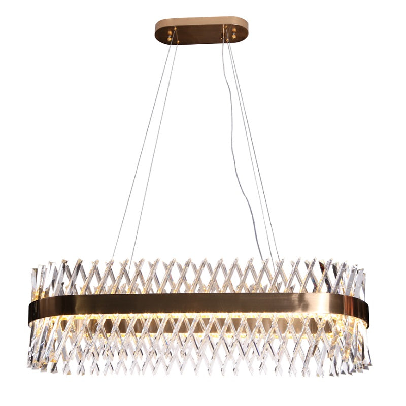 Lira Gold And Clear K9 Crystal LED Oval Chandelier - Lighting.co.za