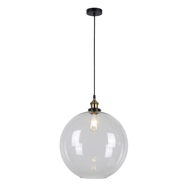 Cloche Antique Brass And Clear Glass Dome Pendant Light In 3 Sizes - Lighting.co.za