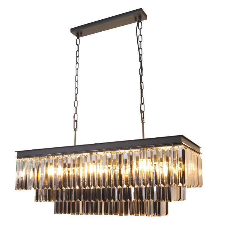 Laurel Rectangular K9 Smoke Crystal Chandelier - Lighting.co.za