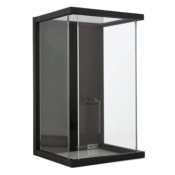 Devon Cube Black And Clear Glass Outdoor Wall Light - Lighting.co.za