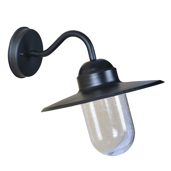 Stockholm Black And Clear Glass Outdoor Wall Light - Lighting.co.za