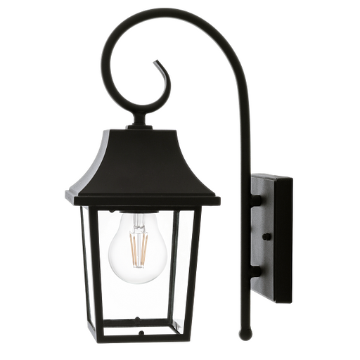 Oxford Black And Clear Glass Outdoor Lantern Wall Light - Lighting.co.za
