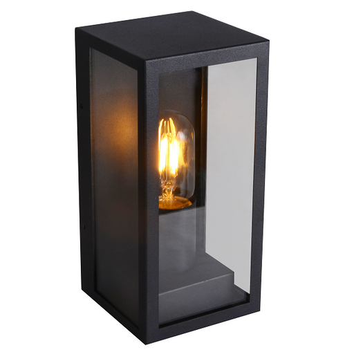 Norfolk Black And Clear Glass Outdoor Lantern Wall Light - Lighting.co.za