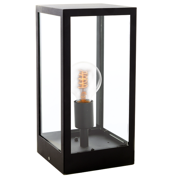 Norfolk Black And Clear Glass Outdoor Bollard Light - Lighting.co.za
