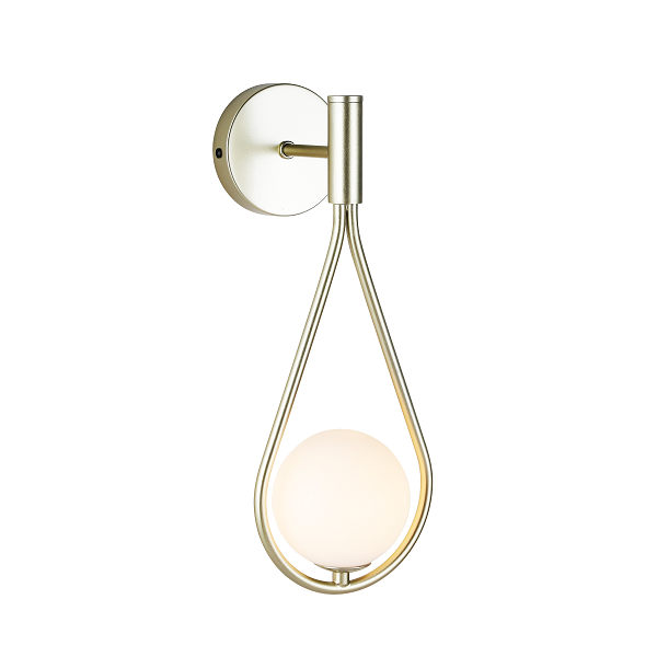 Teardrop Satin Gold And White Glass Wall Light - Lighting.co.za