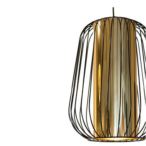 Konka Black and Gold Wire Cage Pendant Light - Lighting.co.za