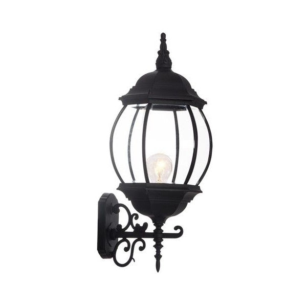Valika Tall Outdoor Black and Clear Glass Wall Light - Lighting.co.za