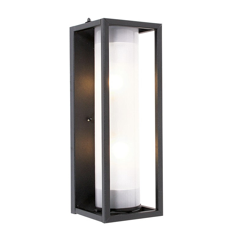 Austen Black Rectangle And Glass Outdoor Wall Light - Lighting.co.za