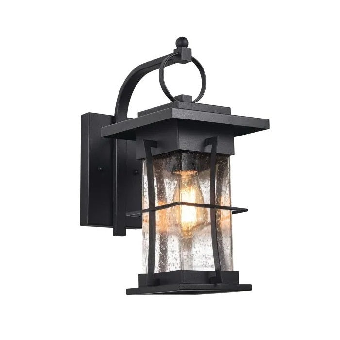 Benton Outdoor Black and Clear Glass Wall Light - Lighting.co.za