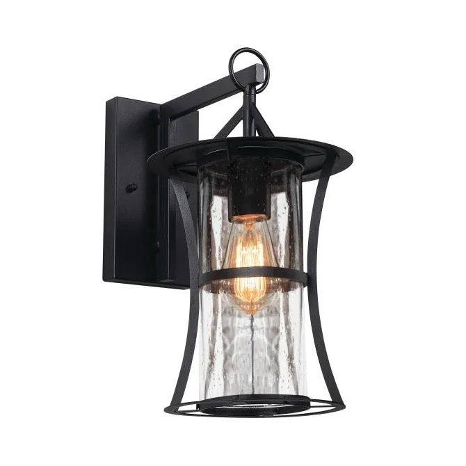 Monza Outdoor Black and Clear Glass Wall Light - Lighting.co.za